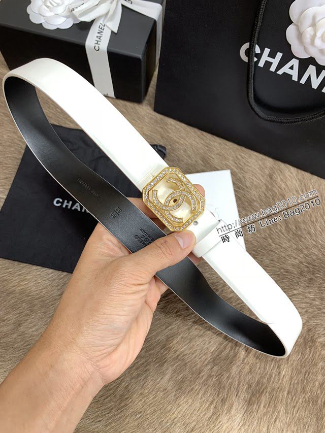 Chanel女士皮帶 香奈兒小香鑽圈雙面用小牛皮腰帶  jjp1173